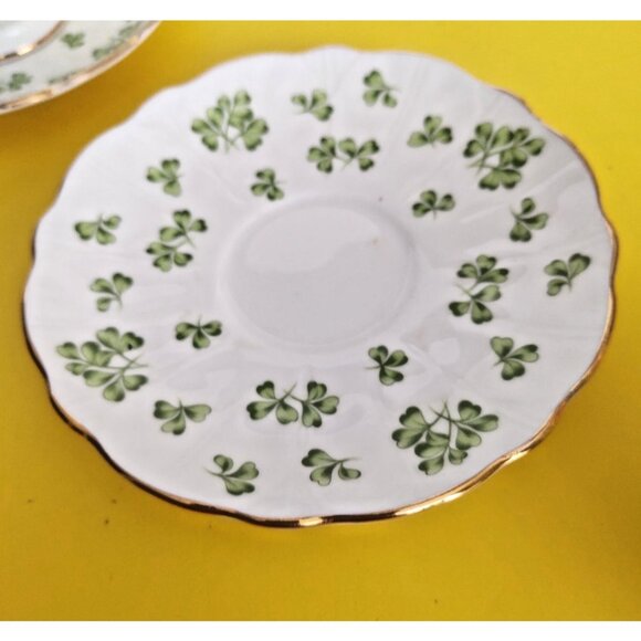 Vintage Aynsley Shamrock Bone China Footed Cup and Saucer Sets (2sets) - Picture 7 of 12